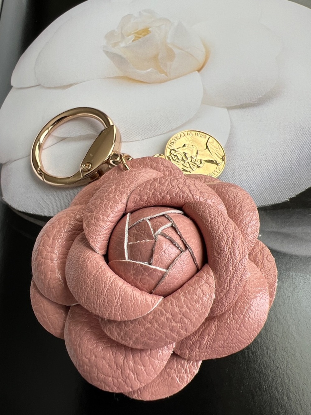🆕Pink Leather Flower Keychain
